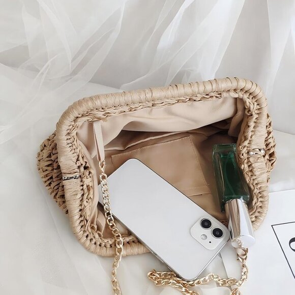 Women Straw Purse Woven Clutch Beach Bag Crossbody Spring Handbag - Picture 6 of 6